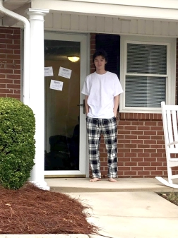 Kendrick on the porch of his HPU apartment.